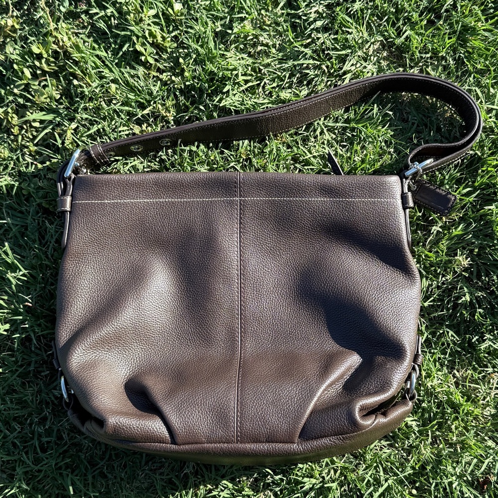 Coach Pebble Brown Leather Shoulder Bag